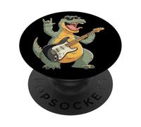 Divertido diseño T-Rex Dinosaur Rock Music Guitarrista PopSockets PopGrip Adhesivo