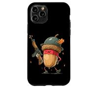Divertido Disfraz de Bellota de Ametralladora con Casco Carcasa para iPhone 11 Pro