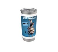 Divertido disfraz de cebra regordeta con bandera de Botswana Vaso térmico de acero inoxidable de doble pared