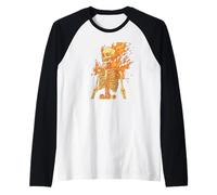 Divertido disfraz de esqueleto de fuego y llamas para niños y niñas Camiseta Manga Raglan