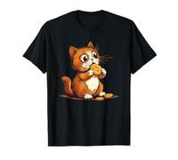 Divertido disfraz de gato comiendo con galletas para adultos y niños Camiseta