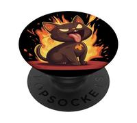 Divertido disfraz de gato de fuego para amantes de las llamas y los gatos PopSockets PopGrip Adhesivo