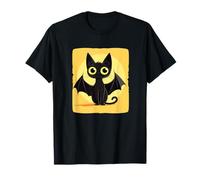 Divertido disfraz de gato de Halloween con alas de murciélago Camiseta