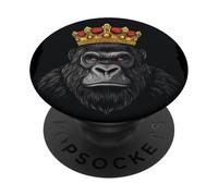 Divertido disfraz de gorila con corona para rey y gorilas PopSockets PopGrip Adhesivo
