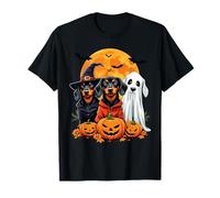 Divertido disfraz de Halloween Dachshund bruja fantasma perro salchicha Camiseta