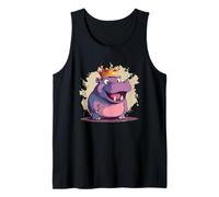 Divertido disfraz de hipopótamo coronado riendo Camiseta sin Mangas