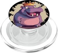 Divertido disfraz de hipopótamo coronado riendo PopSockets PopGrip para MagSafe