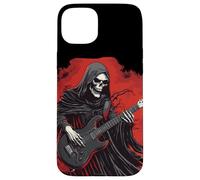 Divertido Disfraz de la Parca con Traje de Guitarra eléctrica Carcasa para iPhone 15 Plus