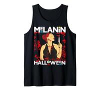 Divertido Disfraz de melanina de Halloween para niña Negra mágica de Sangre aterradora Camiseta sin Mangas