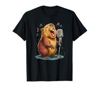 Divertido Disfraz de micrófono Capibara para los Amantes del Canto y el Karaoke Camiseta