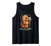 Divertido Disfraz de micrófono Capibara para los Amantes del Canto y el Karaoke Camiseta sin Mangas