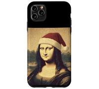 Divertido Disfraz de Mona Lisa de Navidad con Sombrero de Papá Noel Carcasa para iPhone 11 Pro MAX