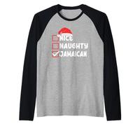 Divertido Disfraz de Navidad jamaicano con Texto en inglés Camiseta Manga Raglan