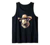 Divertido disfraz de oveja con sombrero de vaquero clásico Camiseta sin Mangas