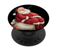 Divertido Disfraz de Papá Noel Durmiente Pero Viene para Navidad PopSockets PopGrip Adhesivo