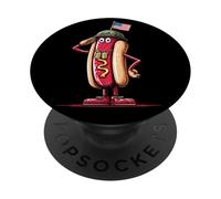 Divertido Disfraz de Perro Caliente Weenie para los Amantes de los Soldados y Hotdogs PopSockets PopGrip Adhesivo
