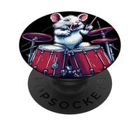 Divertido disfraz de rata blanca en una ranura de tambor PopSockets PopGrip Adhesivo