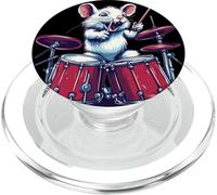 Divertido disfraz de rata blanca en una ranura de tambor PopSockets PopGrip para MagSafe