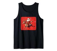 Divertido disfraz de reno con Papá Noel para la temporada festiva Camiseta sin Mangas
