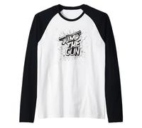 Divertido disfraz de saltar la pistola Camiseta Manga Raglan