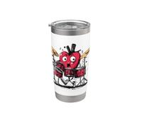 Divertido disfraz de tambor de corazón para amantes de los ritmos y los tambores Vaso térmico de acero inoxidable de doble pared