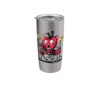 Divertido disfraz de tambor de corazón para amantes de los ritmos y los tambores Vaso térmico de acero inoxidable de doble pared