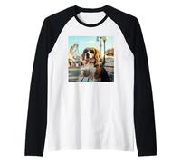 Divertido Disfraz Vintage de Beagle Boba Tea Bubble para niños y niñas Camiseta Manga Raglan