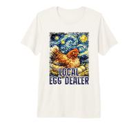 Divertido Distribuidor Local de Huevos Pollo Van Gogh Noche Estrellada Camiseta Premium