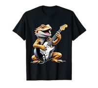 Divertido Dragón Barbudo Tocando Guitarra Animal Music Lover Camiseta