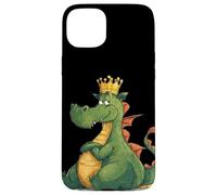 Divertido dragón Gordo con Corona para los Amantes de los Dragones de Dibujos Animados Carcasa para iPhone 15 Plus