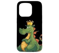 Divertido dragón Gordo con Corona para los Amantes de los Dragones de Dibujos Animados Carcasa para iPhone 15 Pro