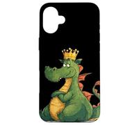 Divertido dragón Gordo con Corona para los Amantes de los Dragones de Dibujos Animados Carcasa para iPhone 16 Plus