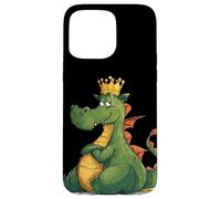 Divertido dragón Gordo con Corona para los Amantes de los Dragones de Dibujos Animados Carcasa para iPhone 15 Pro MAX