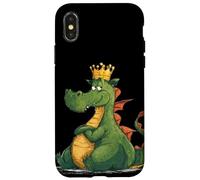 Divertido dragón Gordo con Corona para los Amantes de los Dragones de Dibujos Animados Carcasa para iPhone X/XS