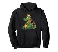Divertido dragón Gordo con Corona para los Amantes de los Dragones de Dibujos Animados Sudadera con Capucha