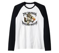 Divertido Drunk Raccoon Master Karate Camiseta Manga Raglan