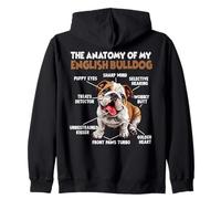 Divertido dueño del Perro Bulldog Inglés T paseando al Sudadera con Capucha