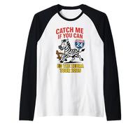 Divertido Ed la Cebra Corriendo Animal Escape Meme Camiseta Manga Raglan