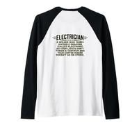 Divertido Electricista Definición Maestro Trabajador Eléctrico Broma Camiseta Manga Raglan
