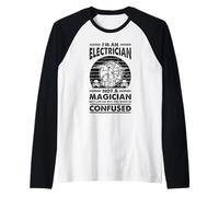 Divertido electricista no un mago Lineman Vintage Camiseta Manga Raglan