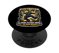 Divertido Electricista si bailo sin música Broma Esqueleto Diversión PopSockets PopGrip Adhesivo