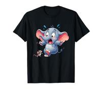Divertido Elefante asustado y pequeño ratón Dibujos Animados niños Camiseta