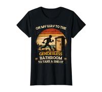 Divertido en mi Camino al baño sin género para Tomar una Ella/It Camiseta gráfica económica, Mujer, Negro, M