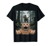 Divertido Encuentro con un Gato, un velocirraptor, un ovni en el Bosque Camiseta