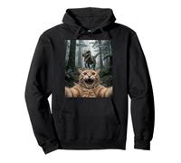 Divertido Encuentro con un Gato, un velocirraptor, un ovni en el Bosque Sudadera con Capucha