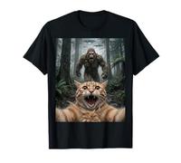 Divertido Encuentro con un ovni en el Bosque con una Selfie de Gato Camiseta