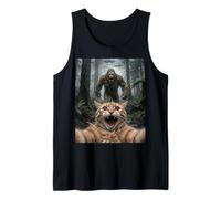 Divertido Encuentro con un ovni en el Bosque con una Selfie de Gato Camiseta sin Mangas