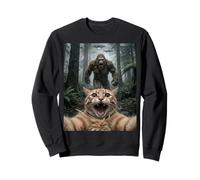Divertido Encuentro con un ovni en el Bosque con una Selfie de Gato Sudadera