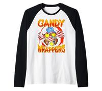 Divertido Envoltorio de Caramelos, Humor, Retro, diseño Hip Hop Camiseta Manga Raglan