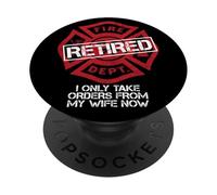 Divertido Escudo de Rescate del Departamento de Bomberos Jubilado PopSockets PopGrip Adhesivo